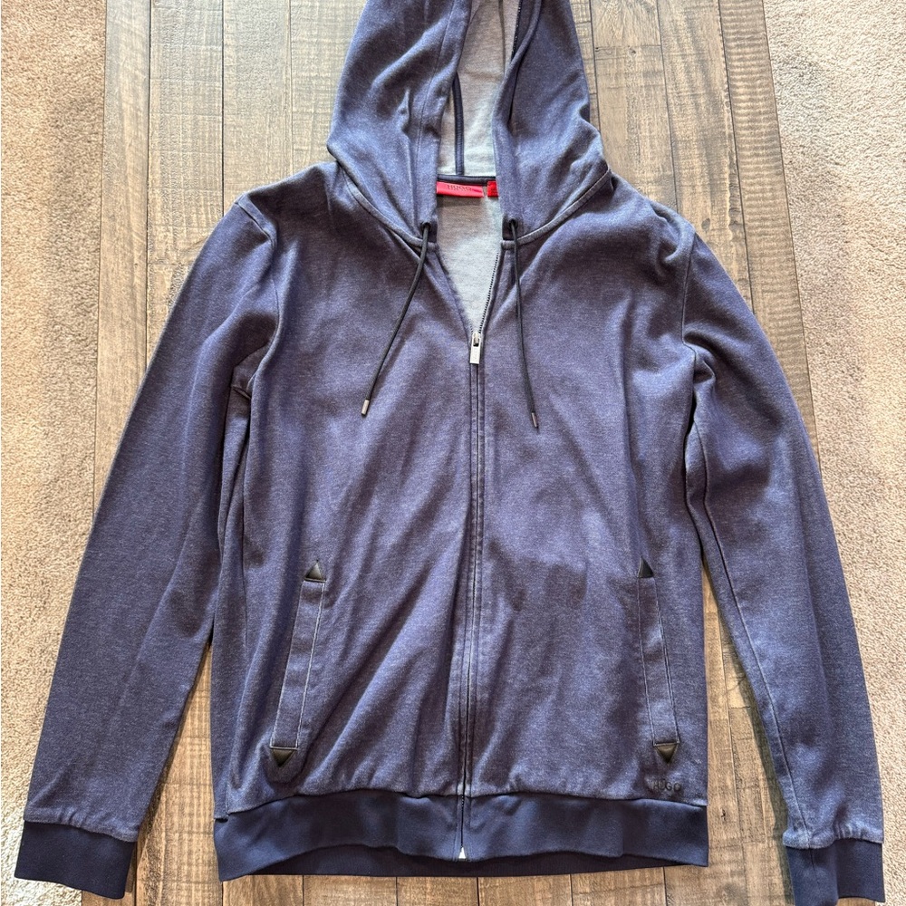Hugo Boss Men's Navy Zip-Up Sweater